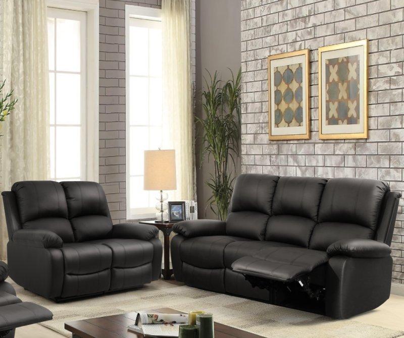 Bonded Leather Reclining Sofa Set 3 Seater and 2 Seater