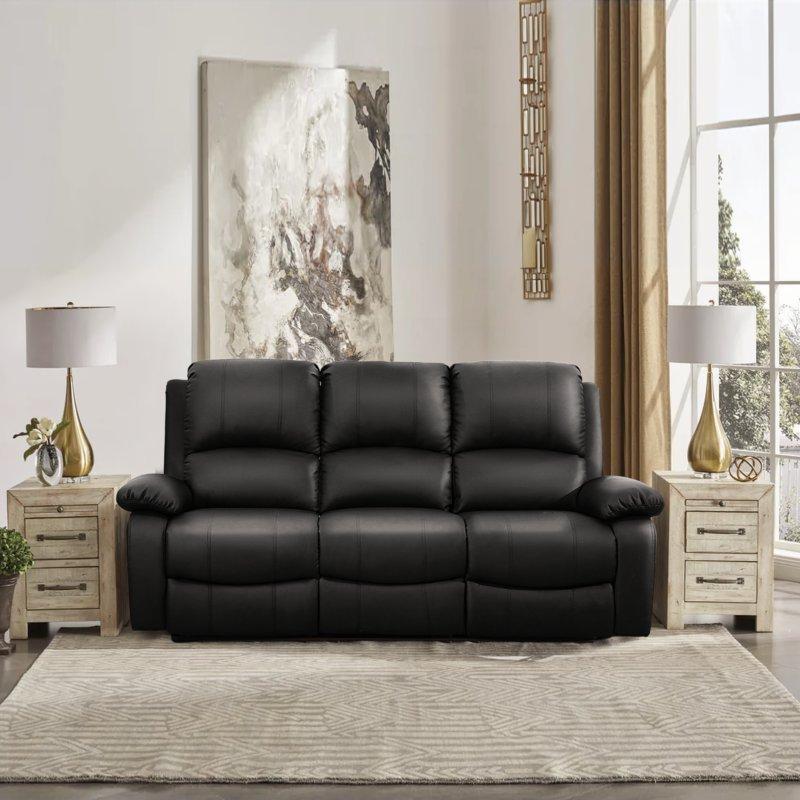 Bonded Leather Reclining 3 Seater Sofa