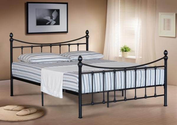Metal Bed With Metal Finials - 4ft - White
