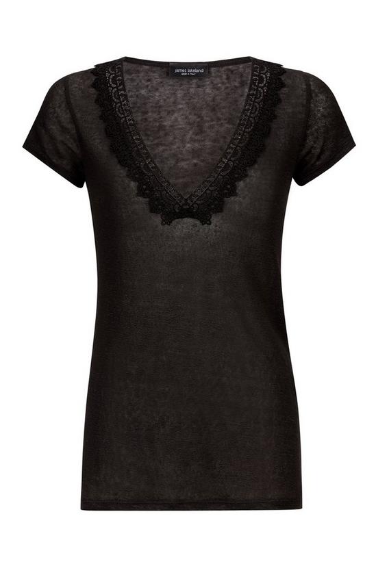 James Lakeland Crochet Detail V Neck T-shirt 4