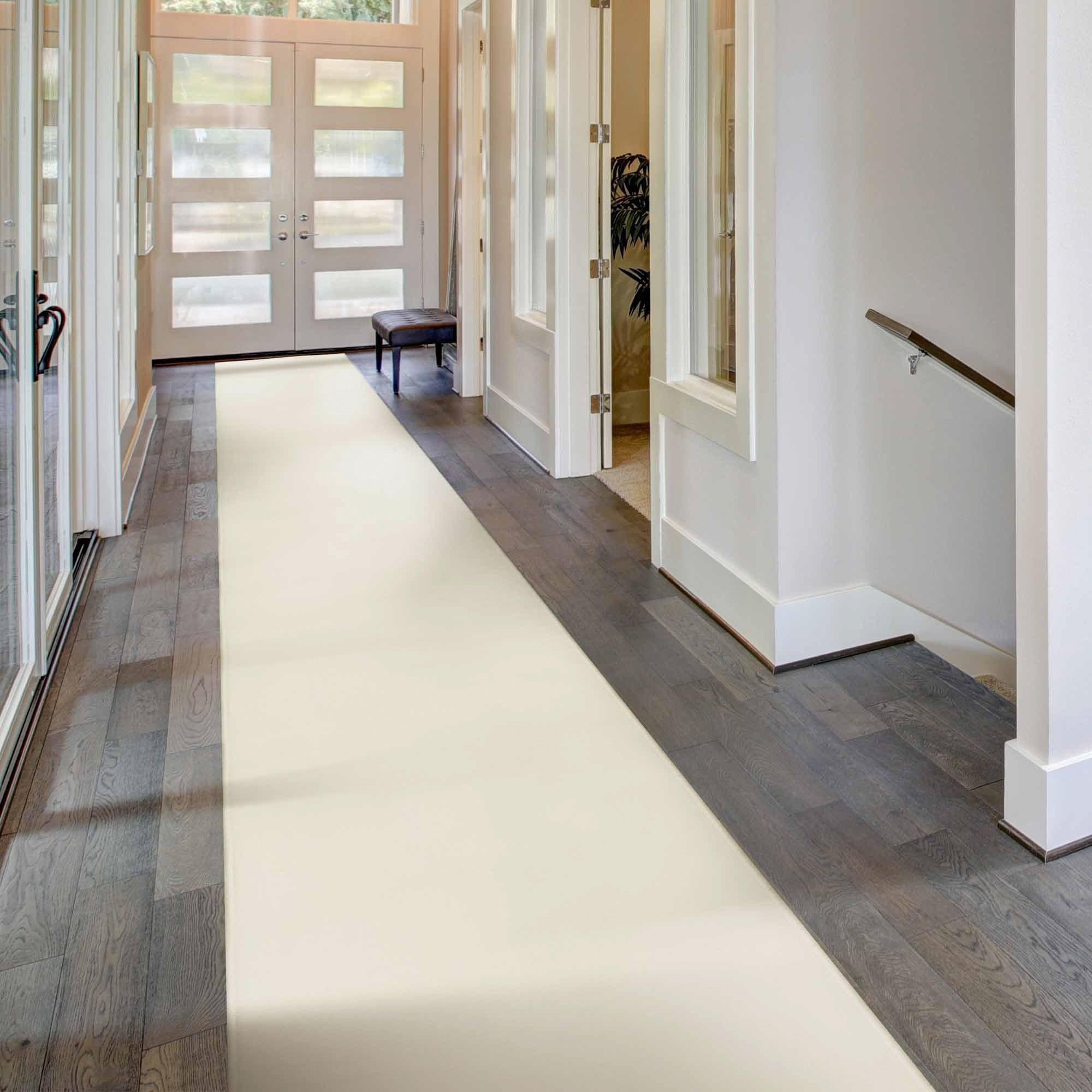 Cream Plain Long Hallway Carpet Runner