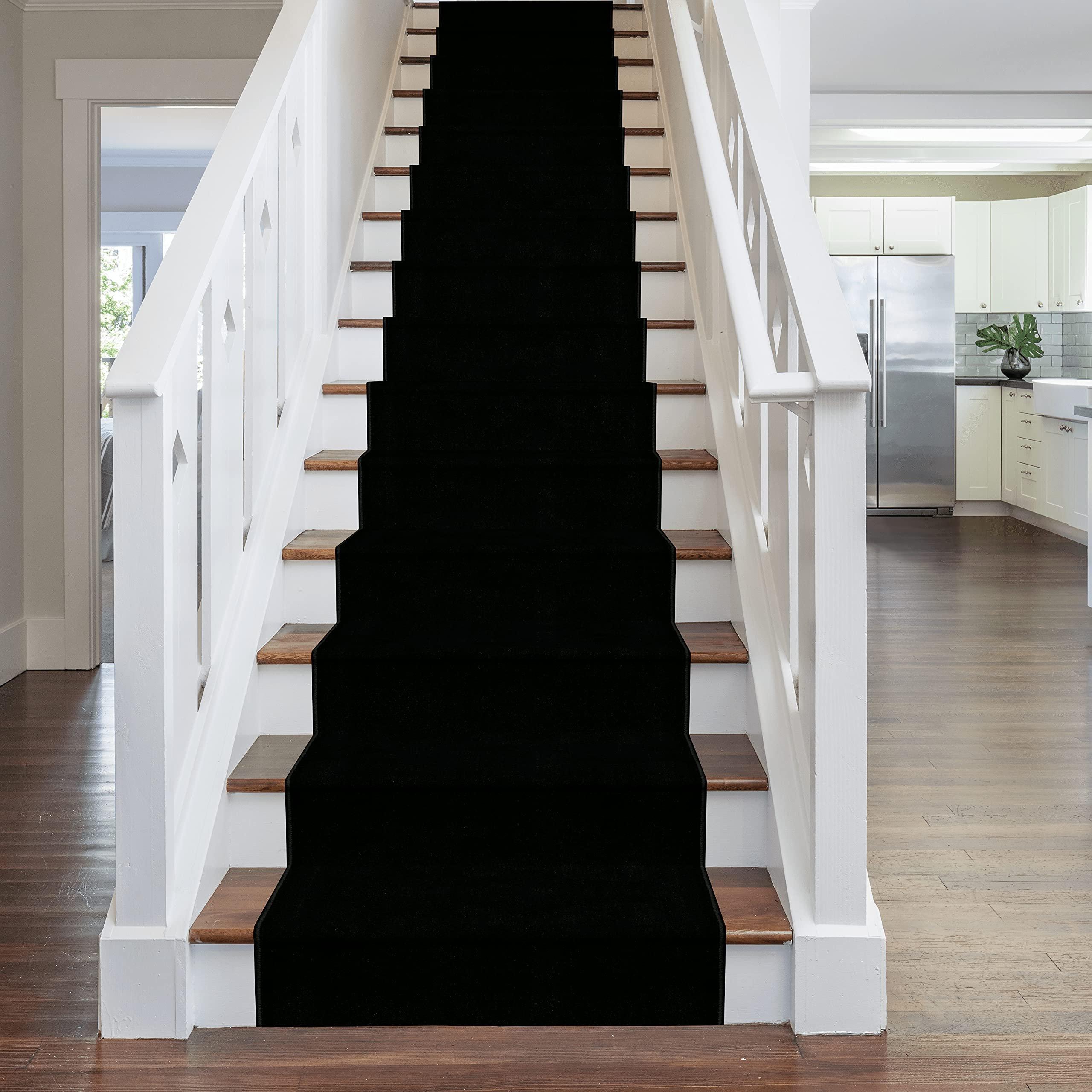 Black Plain Stair Carpet Runner