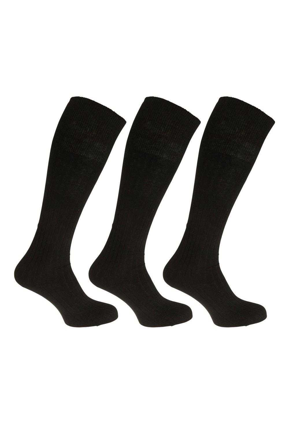 100% Cotton Ribbed Knee High Socks (Pack Of 3)