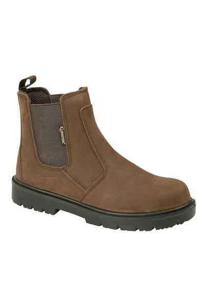 Brown Waxy Leather Safety Dealer Boots