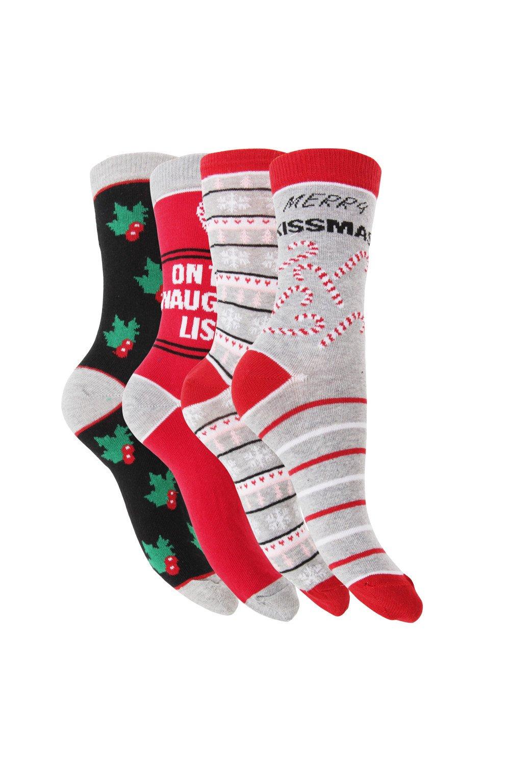Festive Fun Christmas Happy Time Socks (4 Pairs)
