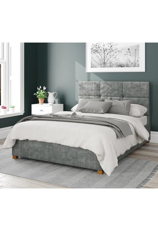 Aspire Caine Upholstered Ottoman Storage Bed, Distressed Velvet Fabric 1