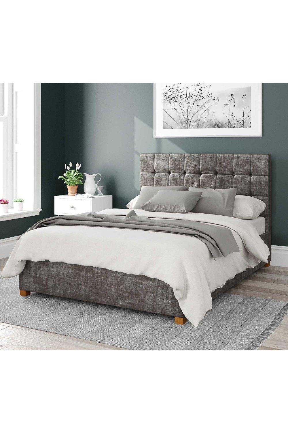 Sinatra Upholstered Ottoman Storage Bed, Distressed Velvet Fabric