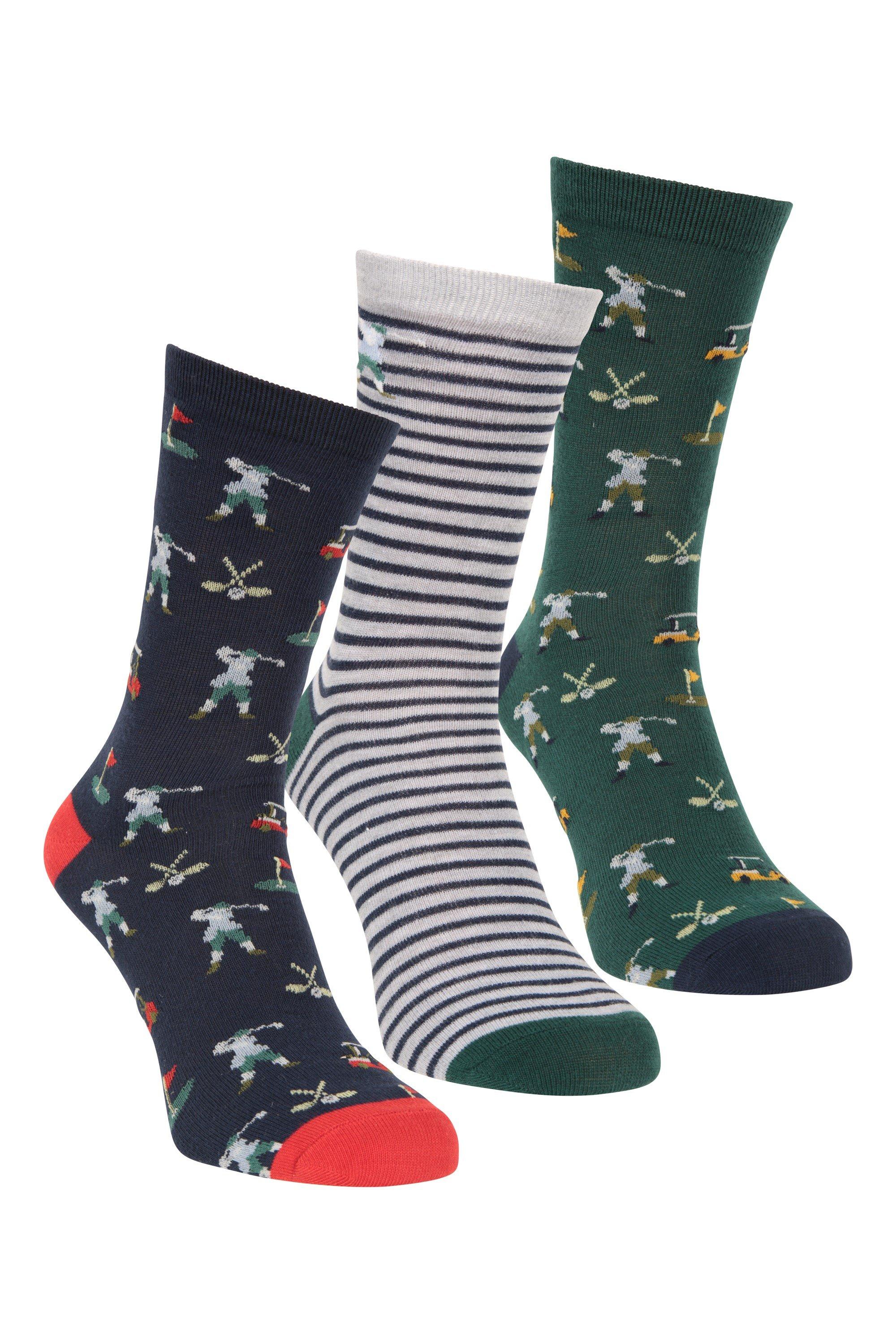 Golf Motif Recycled Socks Casual Warm Sock Pack of 3