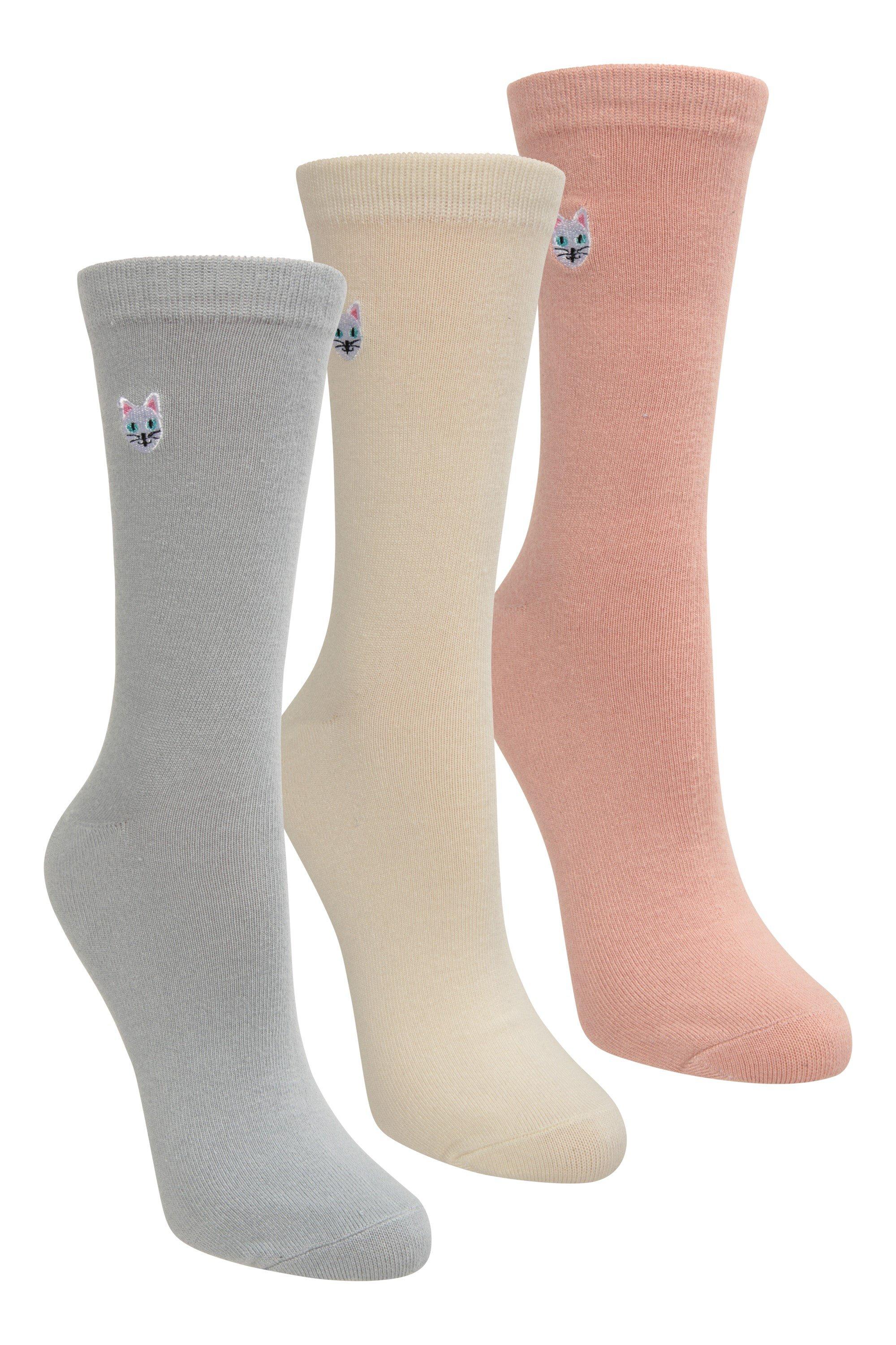Cat Embroidered Socks  Bamboo Sock Pack of 3