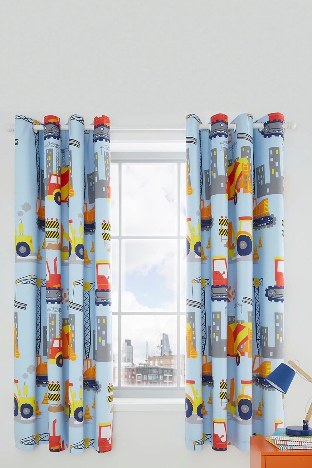 'Construction' Lined Curtains