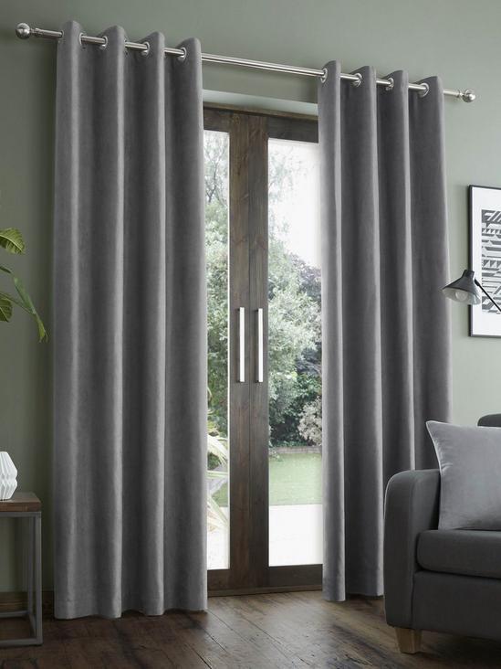 Catherine Lansfield 'Faux Suede' Lined Eyelet Curtains 1