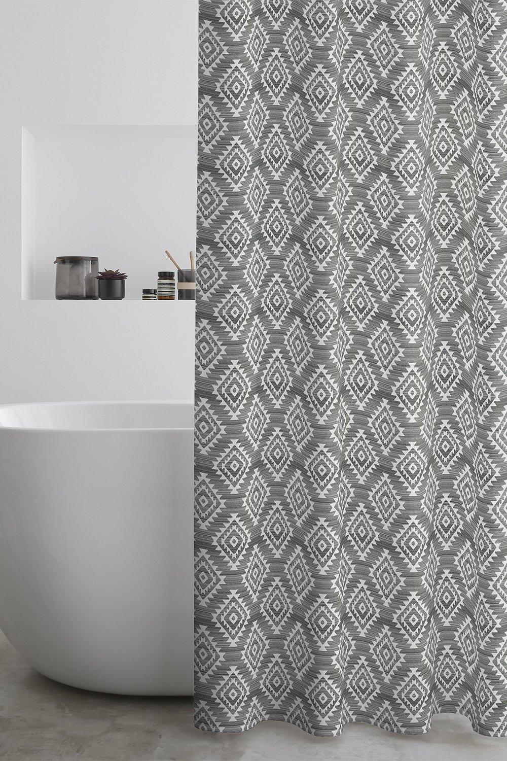 Aztec Geo Charcoal Shower Curtain