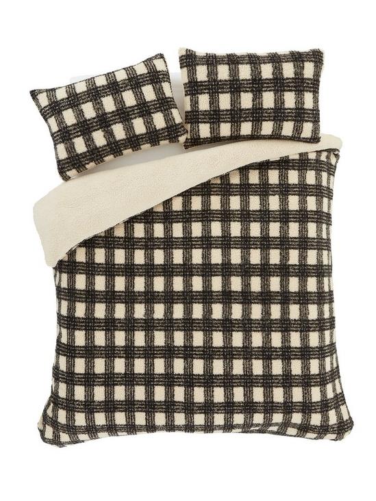 Catherine Lansfield 'Cosy Borg Sherpa Check' Duvet Cover Set 5
