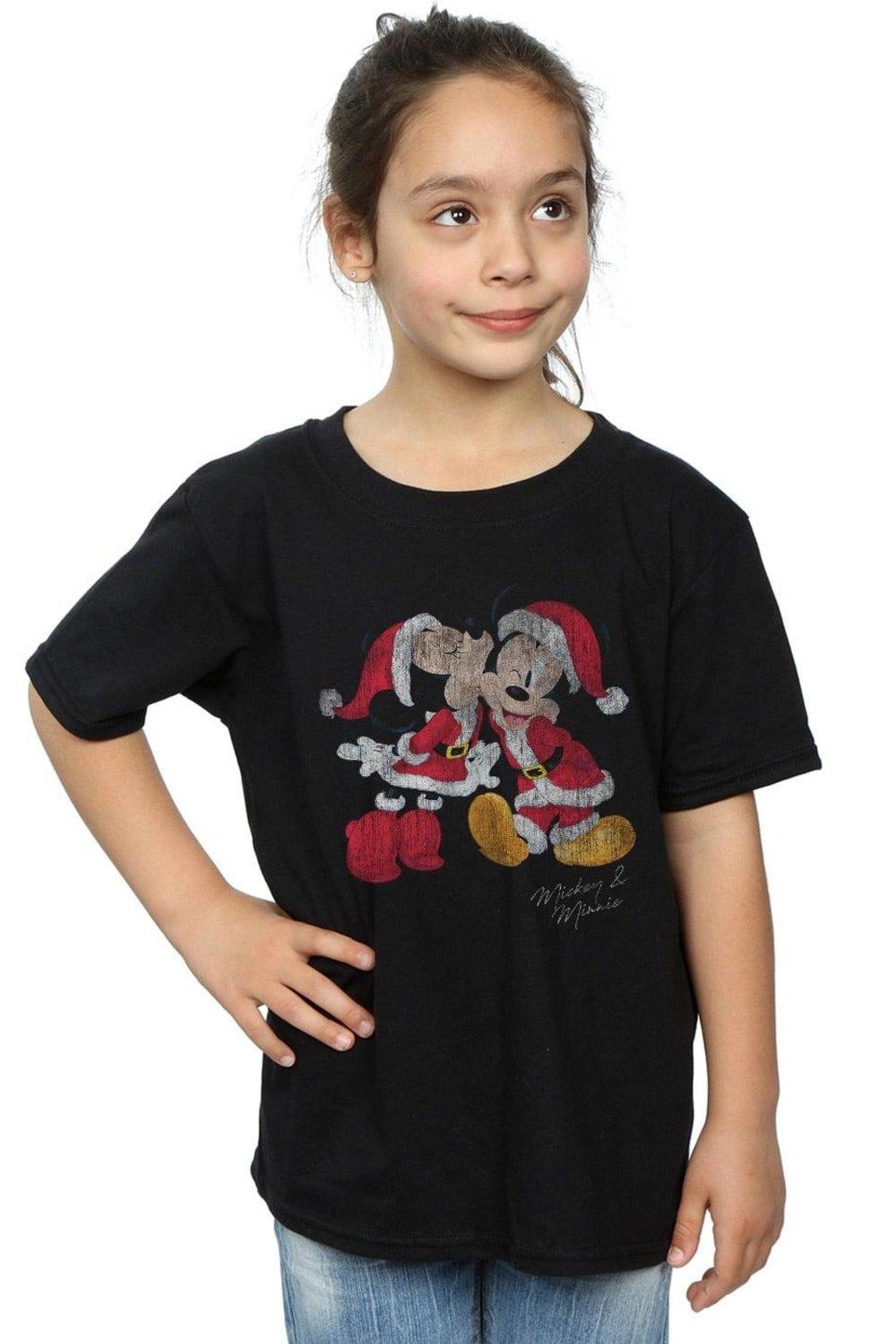 Mickey And Minnie Christmas Kiss Cotton T-Shirt