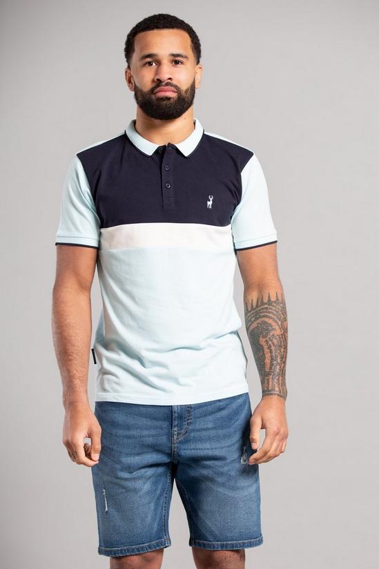 Kensington Eastside Short Sleeve Cotton Colour Block Pique Polo Shirt 3