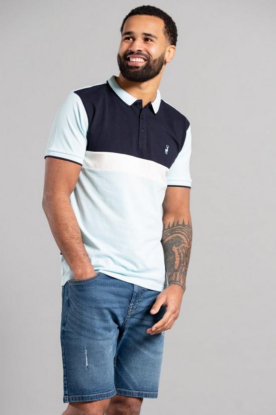 Kensington Eastside Short Sleeve Cotton Colour Block Pique Polo Shirt 4