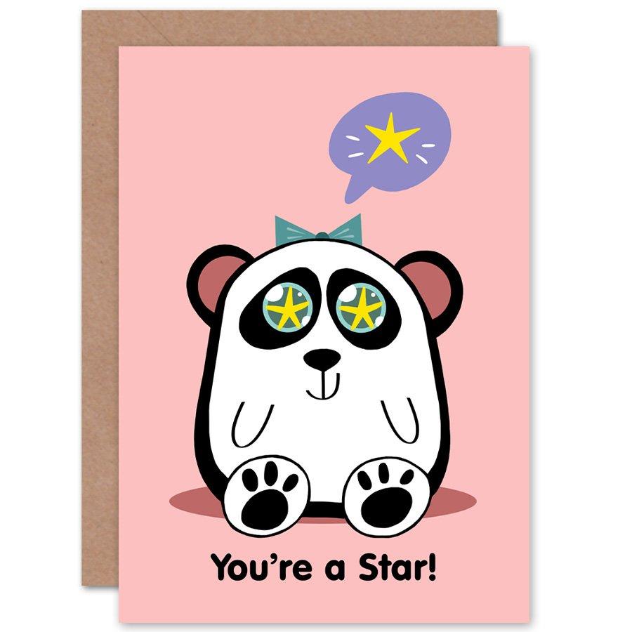 Kawaii Panda You're a Star Greetings Card Plus Envelope Blank inside