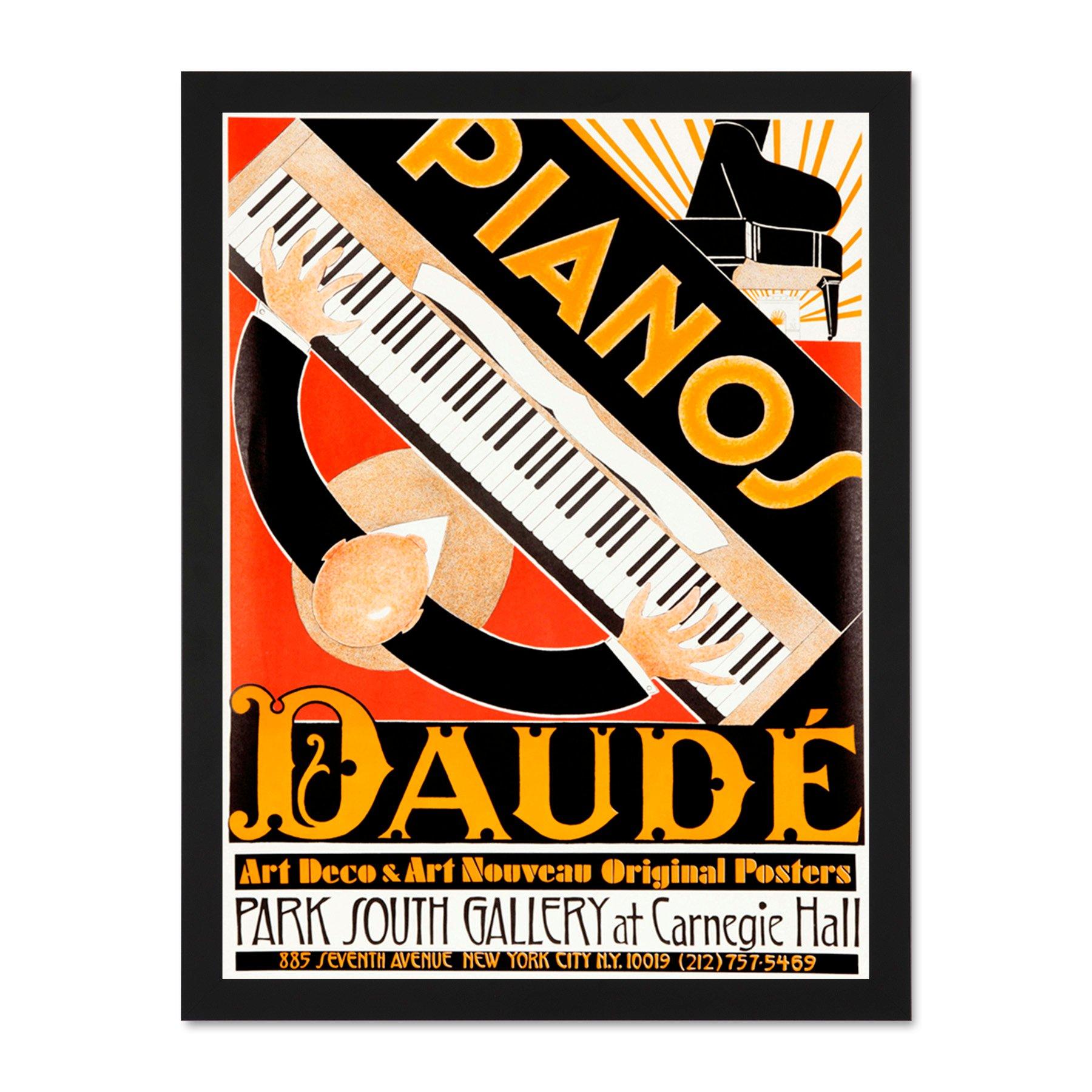 Vintage Advert Style Deco Piano Daude Music Art Large Framed Wall Decor Art Print