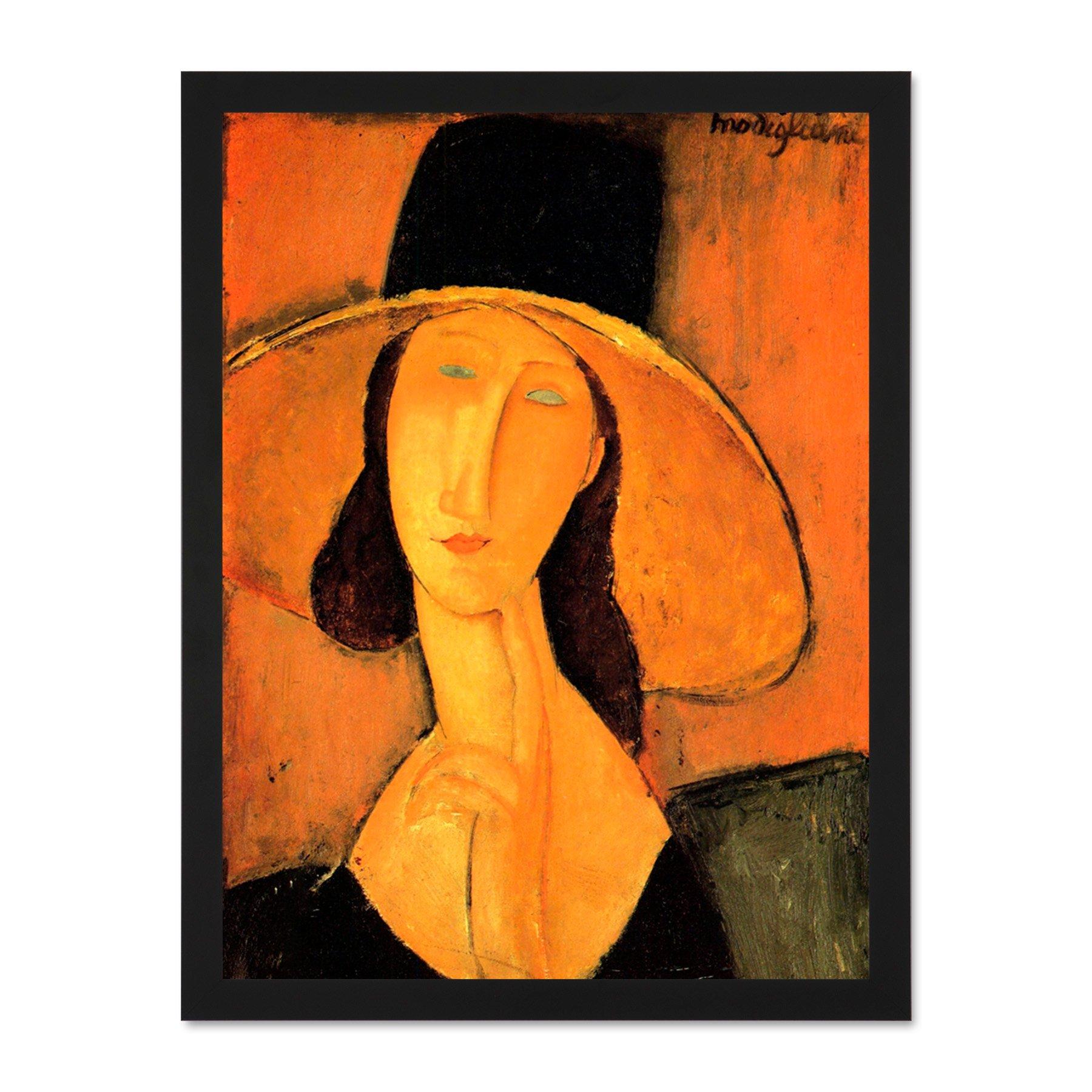 Amedeo Modigliani Portrait Of A Woman With Hat Old Large Framed Wall Decor Art Print