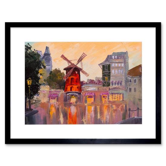 Artery8 Wall Art Print Moulin Rouge Painting Art Framed 9x7 inch 1