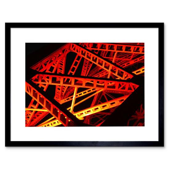 Artery8 Wall Art Print Industrial Architecture Abstract red Art Black Framed 9x7 inch 1