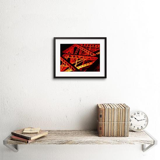 Artery8 Wall Art Print Industrial Architecture Abstract red Art Black Framed 9x7 inch 2