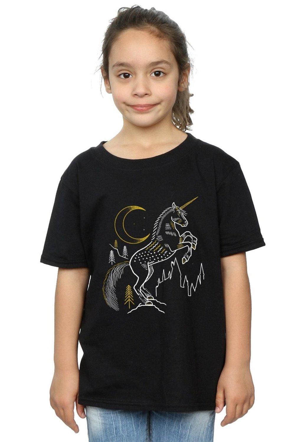 Unicorn Line Art Cotton T-Shirt