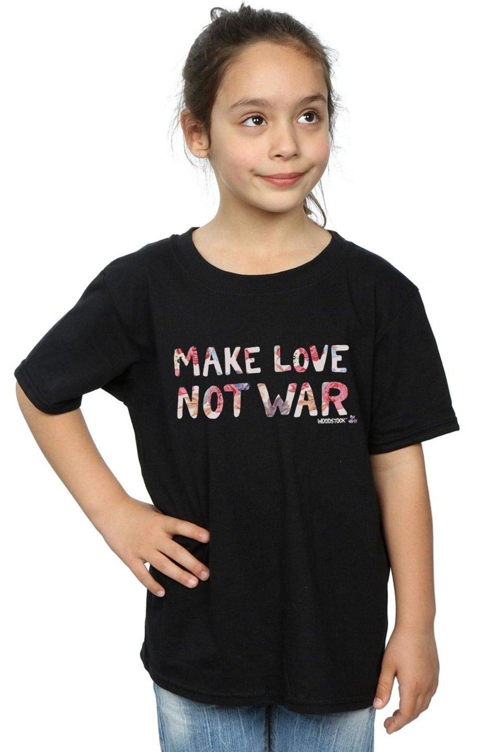 Make Love Not War Floral Cotton T-Shirt