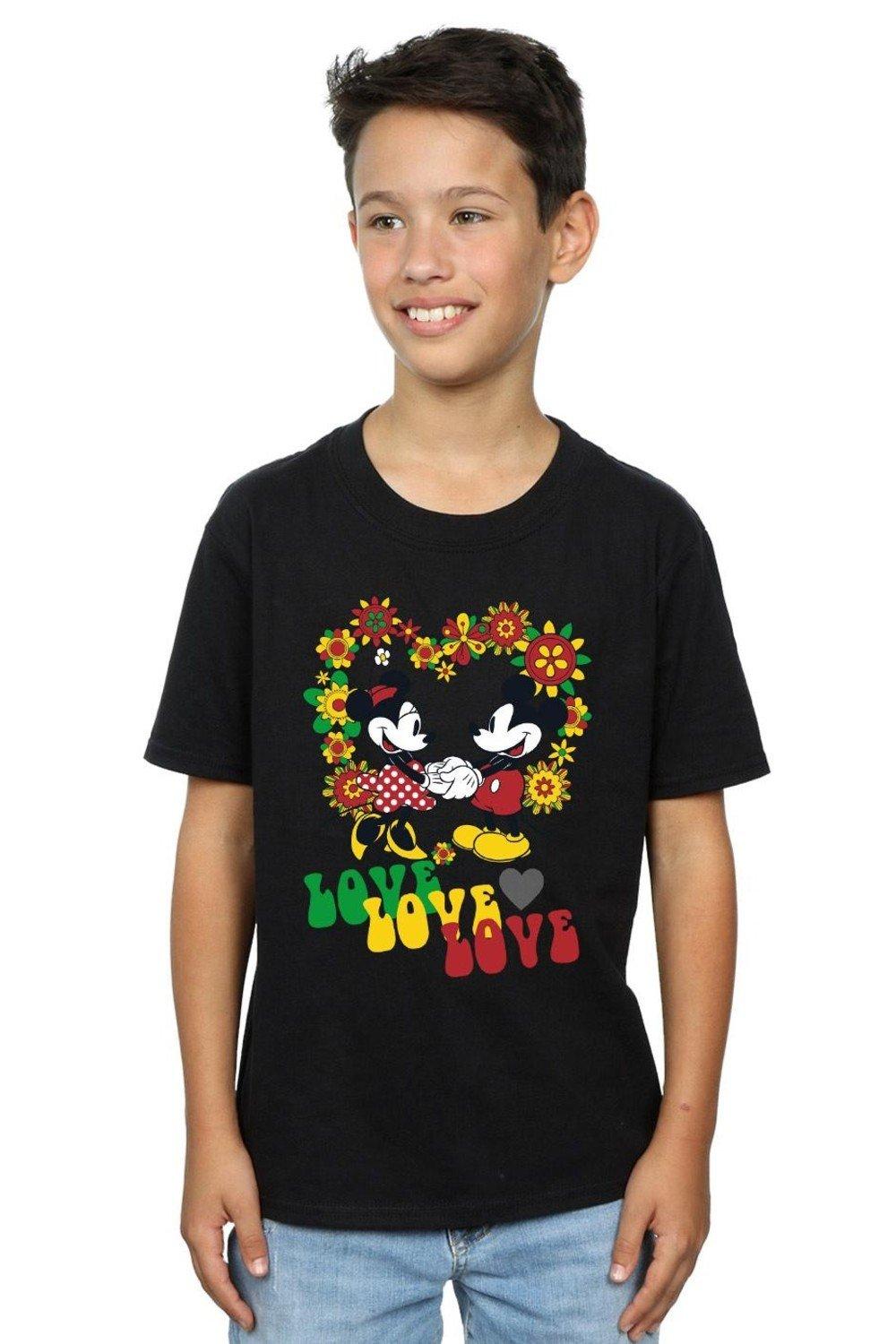 Mickey And Minnie Mouse Hippie Love T-Shirt