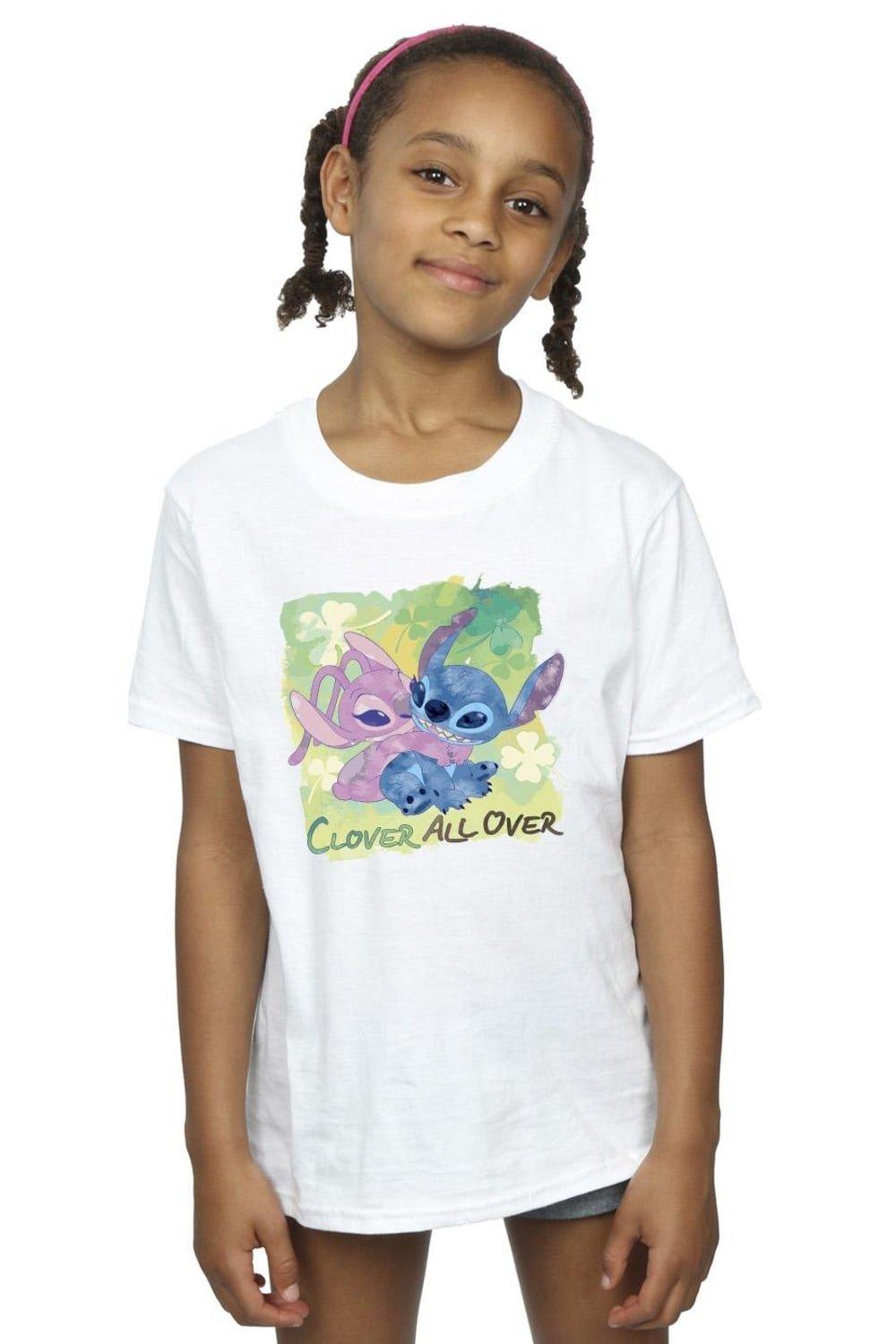 Lilo And Stitch St Patrick’s Day Clover Cotton T-Shirt