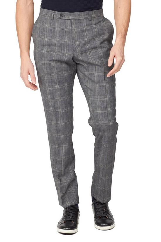 Jeff Banks Jaspe Check Wool Blend Regular Fit Suit Trousers 1