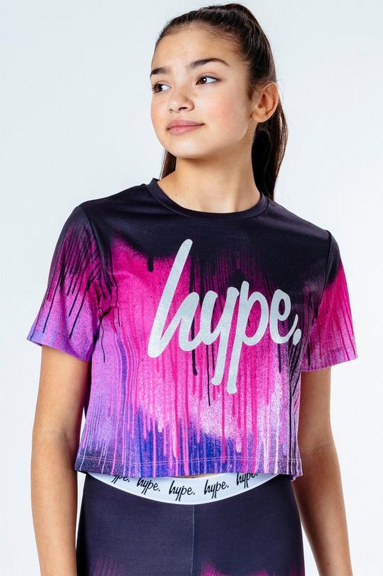 Hype Magenta Drip Crop T-Shirt 1