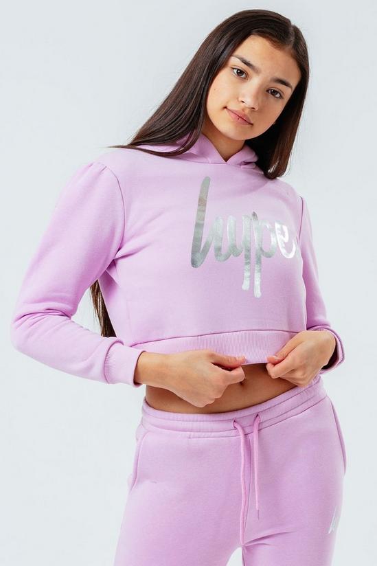 Hype Lilac Balloon Sleeve Crop Pullover Hoodie 1