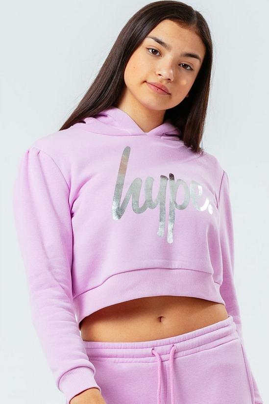Hype Lilac Balloon Sleeve Crop Pullover Hoodie 4