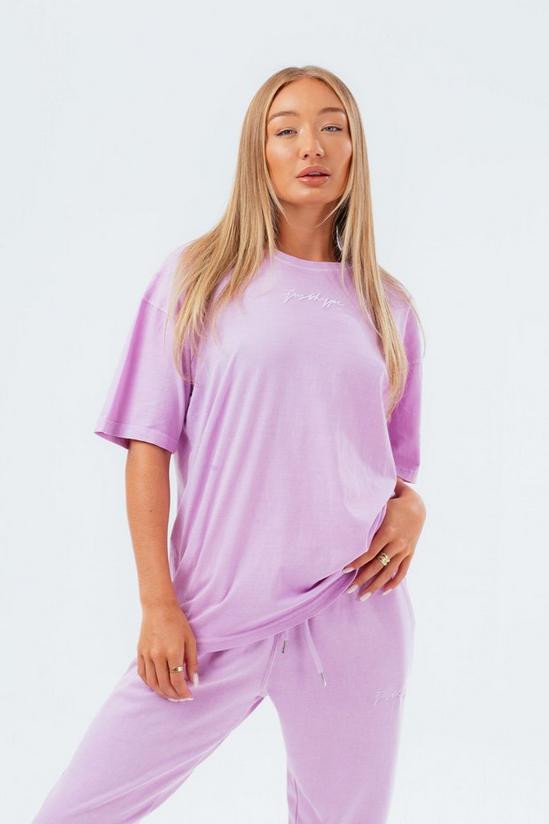 Hype Washed Lilac Scribble Logo Oversized T-Shirt 1