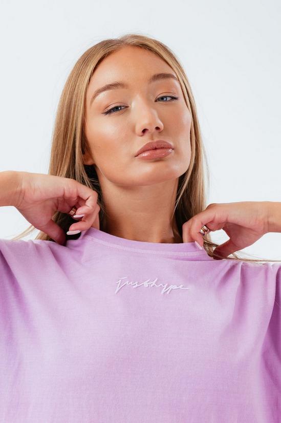 Hype Washed Lilac Scribble Logo Oversized T-Shirt 4