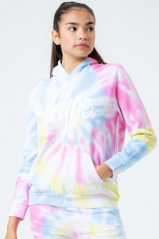 Hype Rainbow Pastel Tie Dye Script Logo Pullover Hoodie 1