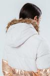 Hype Longline Metallic Panel Puffer Jacket With Fur Hood thumbnail 6