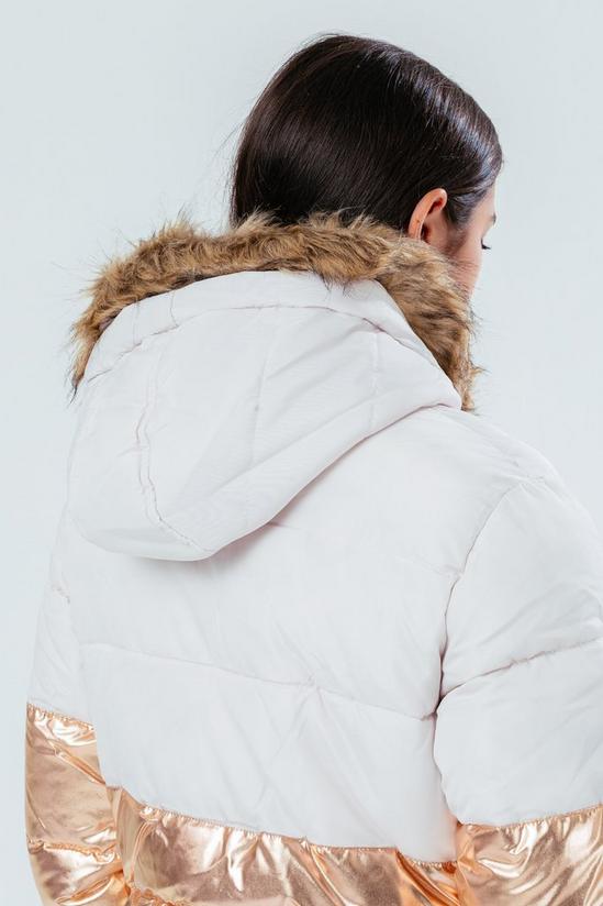 Hype Longline Metallic Panel Puffer Jacket With Fur Hood 6