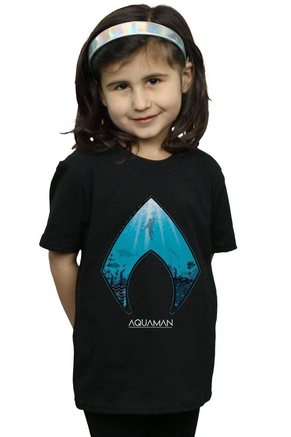 Aquaman Ocean Logo Cotton T-Shirt