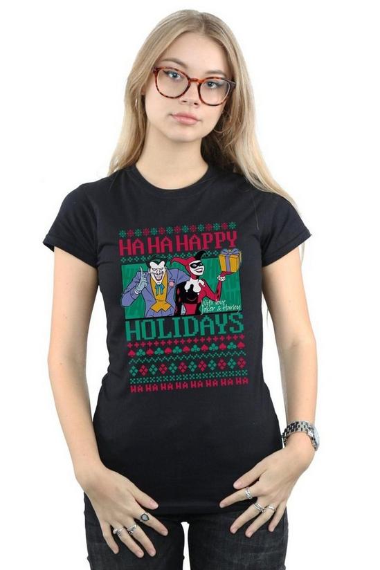 DC Comics Joker And Harley Quinn Ha Ha Happy Holidays Cotton T-Shirt 1