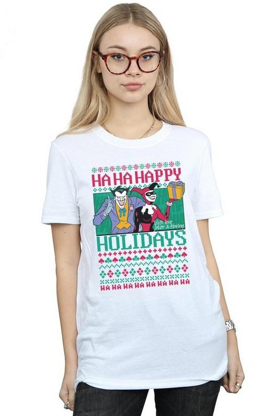 DC Comics Joker And Harley Quinn Ha Ha Happy Holidays Cotton Boyfriend T-Shirt 1