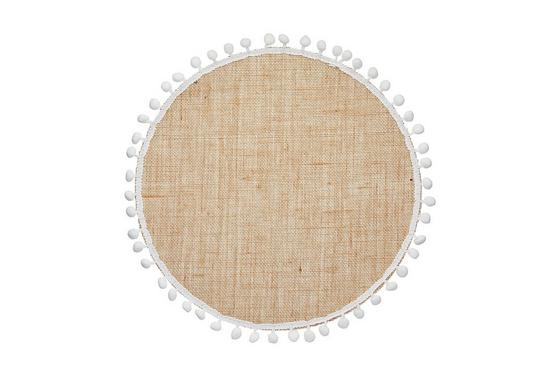 Natural Elements Set of 4 Woven Hessian Placemats with Pom Pom Decorations 1