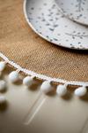 Natural Elements Set of 4 Woven Hessian Placemats with Pom Pom Decorations thumbnail 3