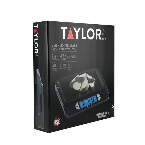 Taylor Accurate USB-Rechargeable Kitchen Scales with Tare Function in Gift Box, Stainless Steel 2