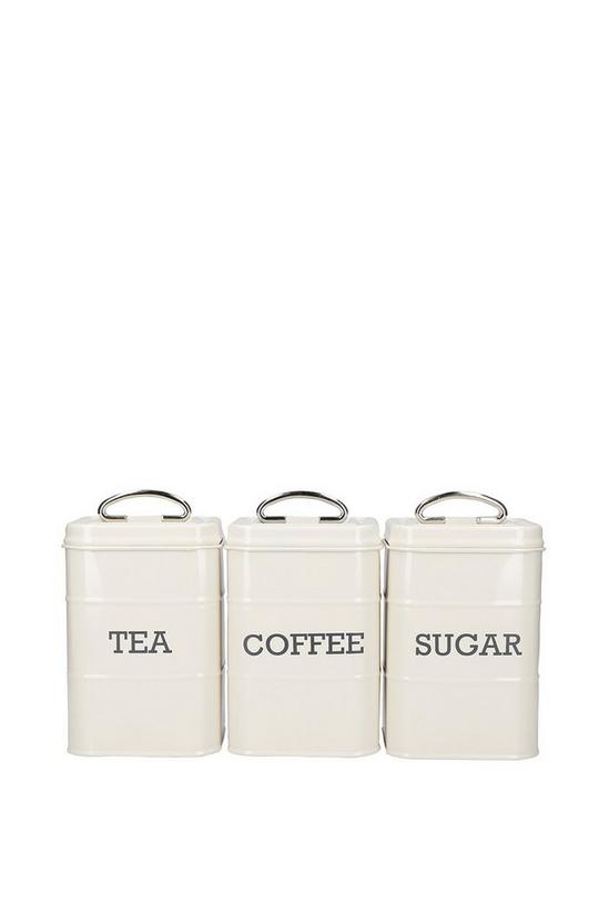 Living Nostalgia Antique Cream Tea, Coffee and Sugar Canisters in Gift Box, Steel 1