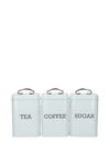 Living Nostalgia Vintage Blue Tea, Coffee and Sugar Canisters in Gift Box, Steel thumbnail 1