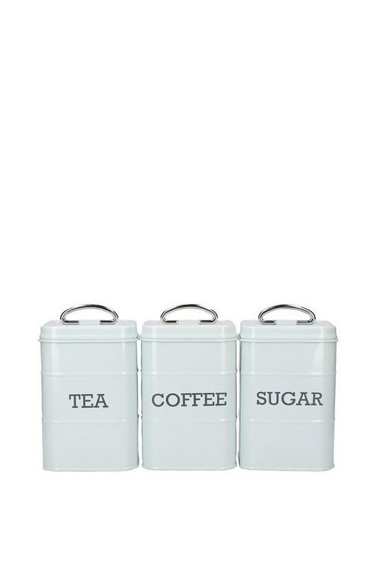 Living Nostalgia Vintage Blue Tea, Coffee and Sugar Canisters in Gift Box, Steel 1