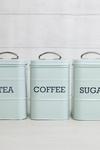 Living Nostalgia Vintage Blue Tea, Coffee and Sugar Canisters in Gift Box, Steel thumbnail 2