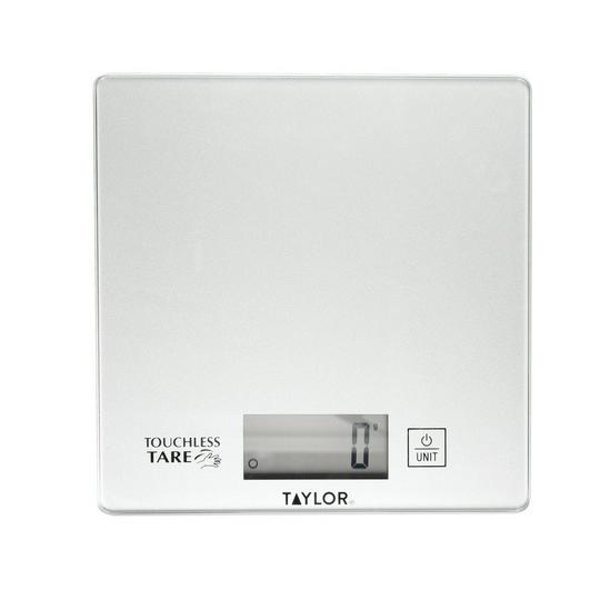 Taylor Compact Digital Kitchen Scales with Touchless Tare in Gift Box, Glass / Plastic - Silver 1